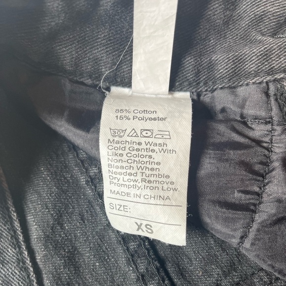 Very Cheeky High Waisted Black Denim Cutoff Shorts w/ Flame Embroidered Pockets - Picture 2 of 3